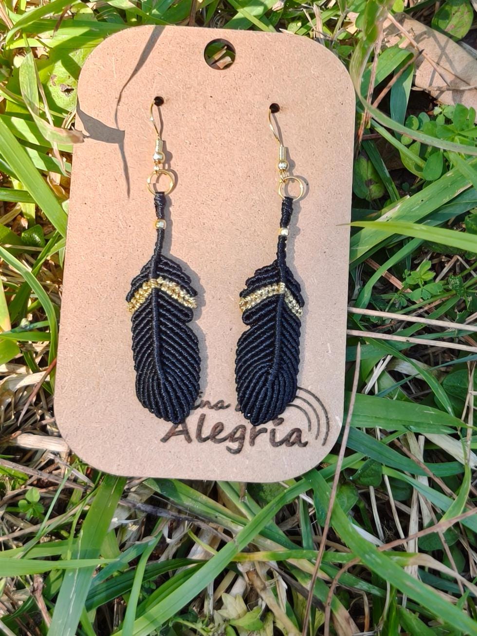 Macrame Feather Earrings