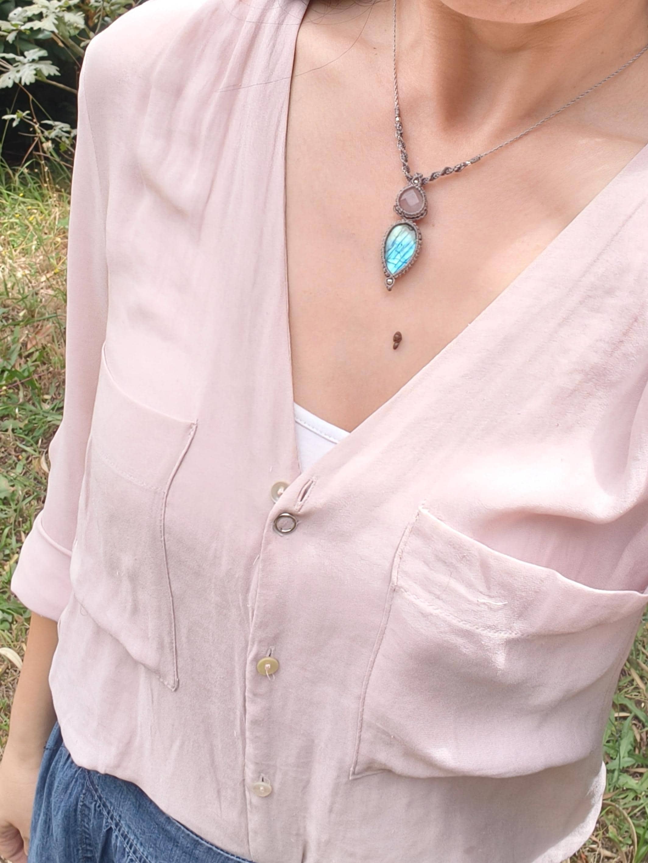 Labradorite and Rose Quartz Necklace