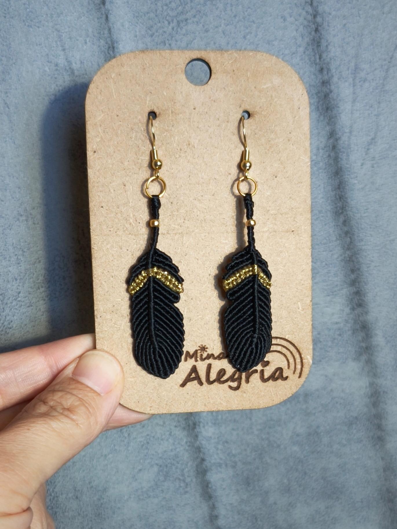 Macrame Feather Earrings