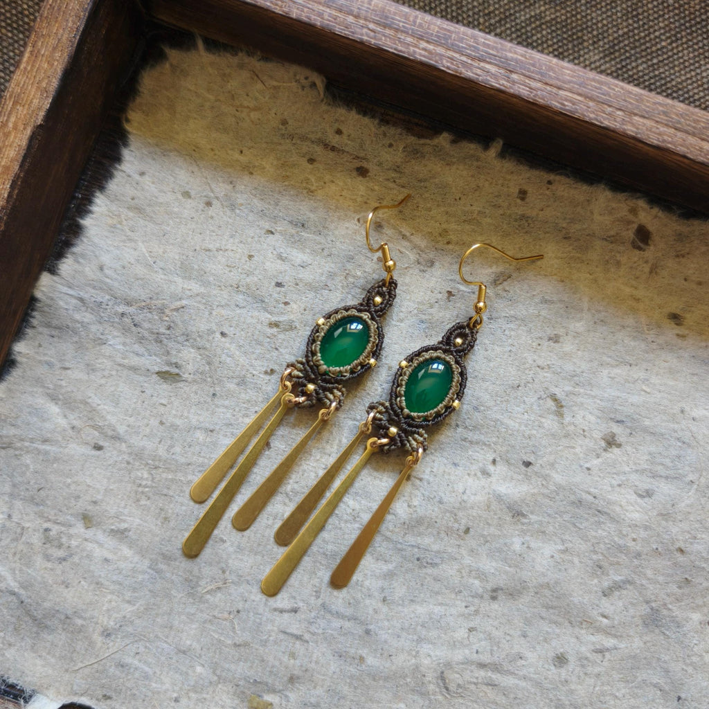 Macrame Agate Earrings