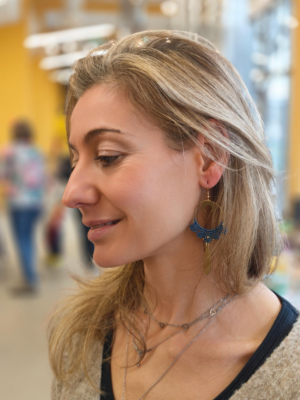 Boho Crescent Moon Dangle Earrings