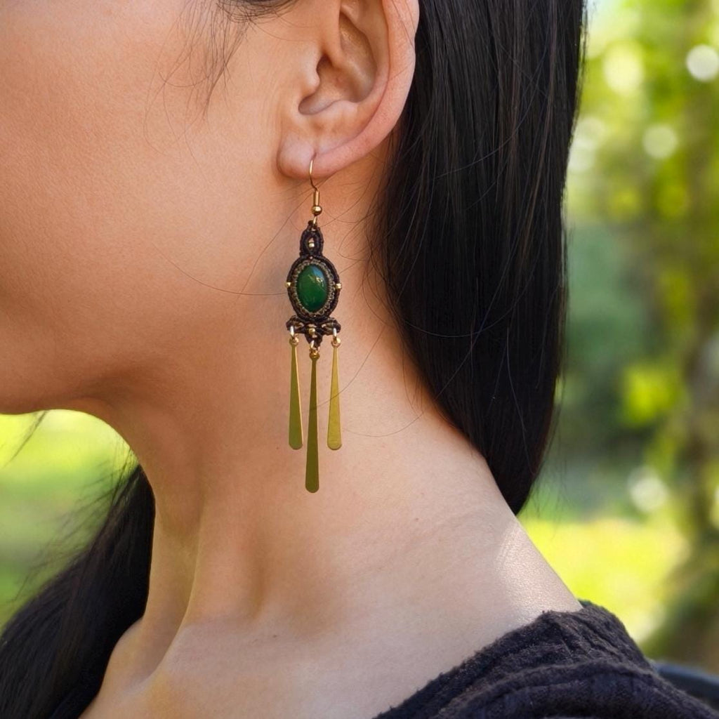 Macrame Agate Earrings