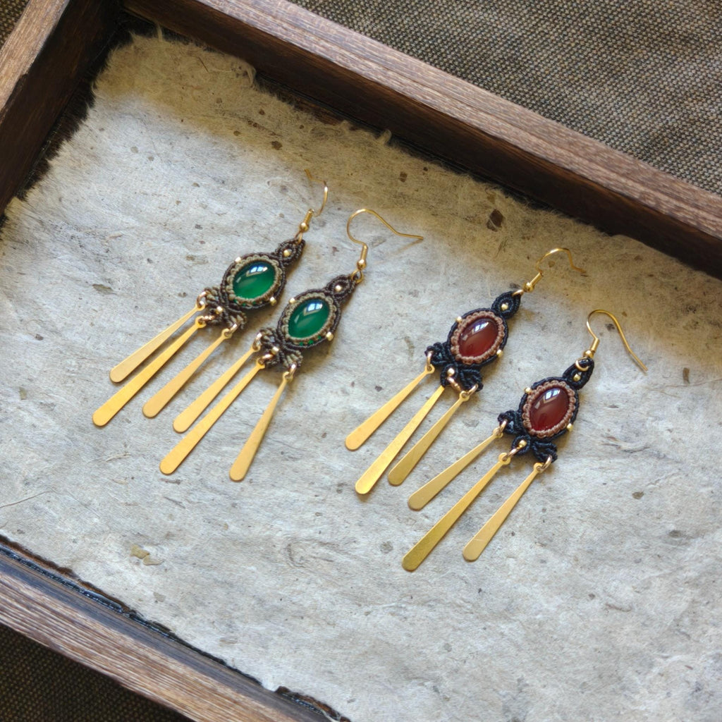 Macrame Agate Earrings