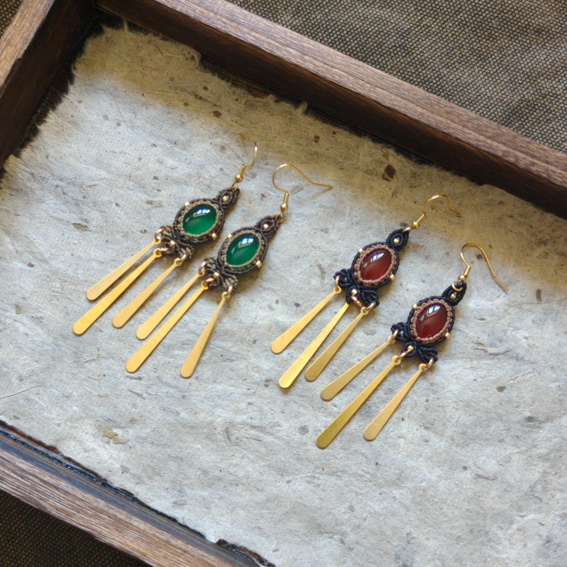 Macrame Agate Earrings