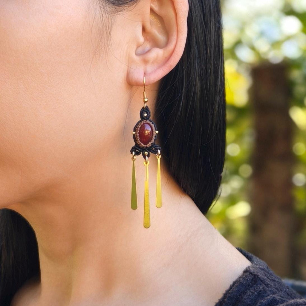 Macrame Agate Earrings