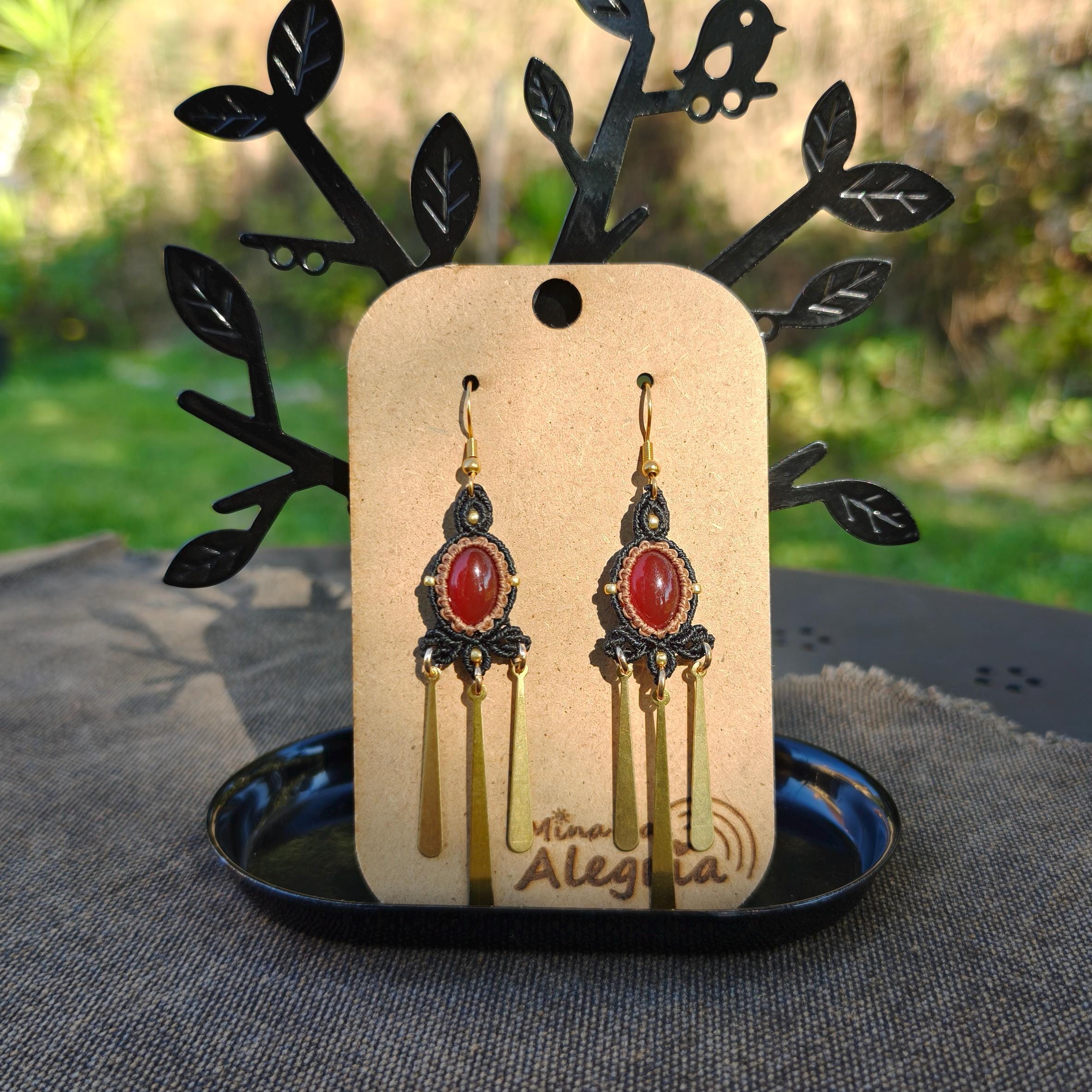Macrame Agate Earrings