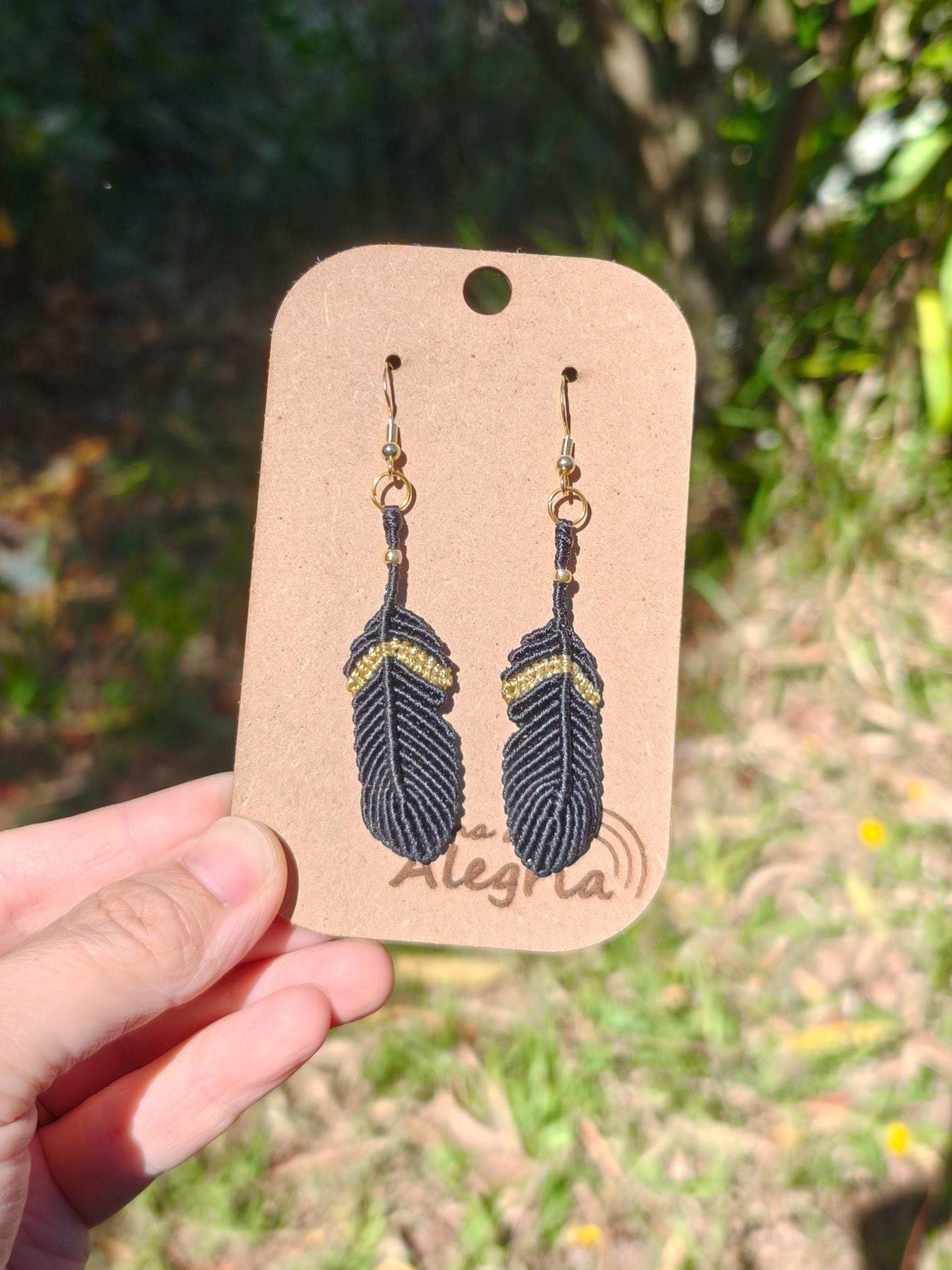 Macrame Feather Earrings