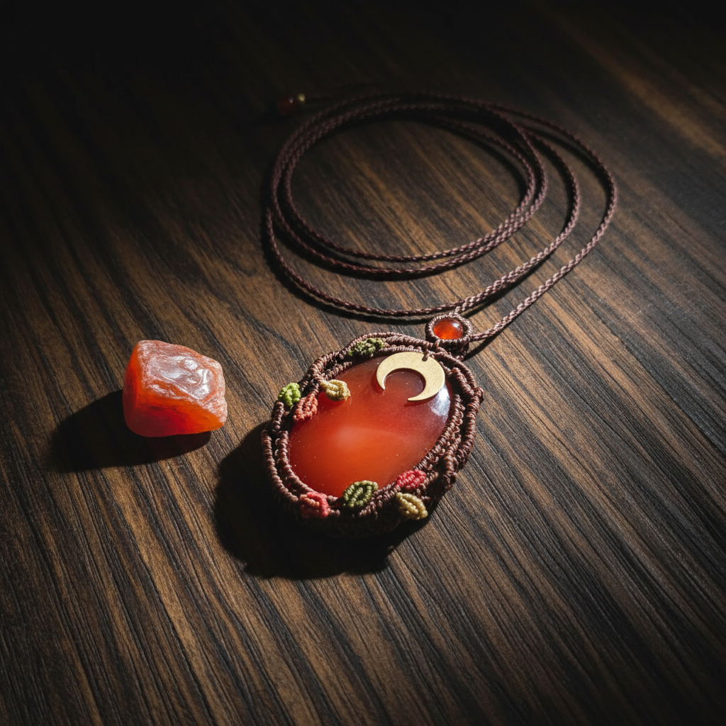 Carnelian Tree of Life Pendant - Dark wood (correct details)