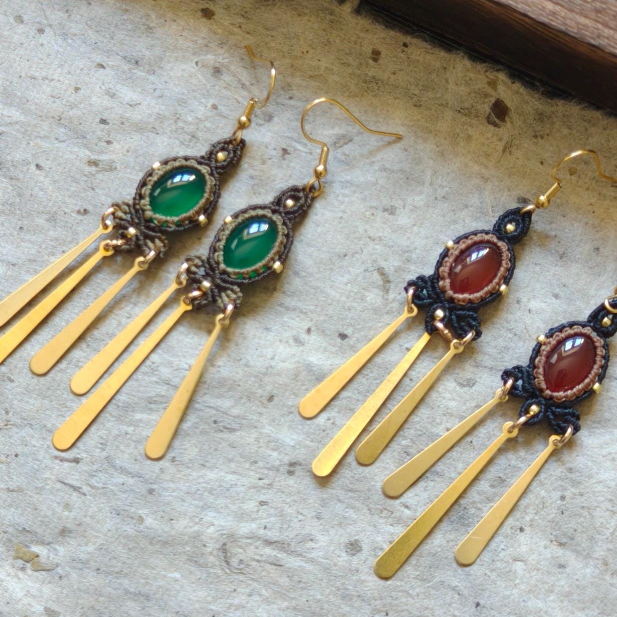 Macrame Agate Earrings