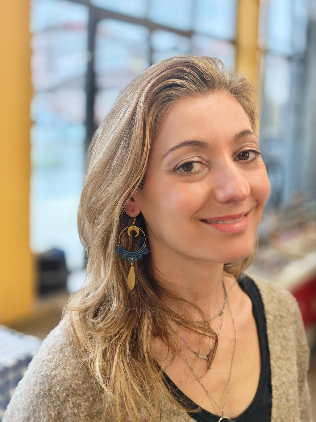 Boho Crescent Moon Dangle Earrings