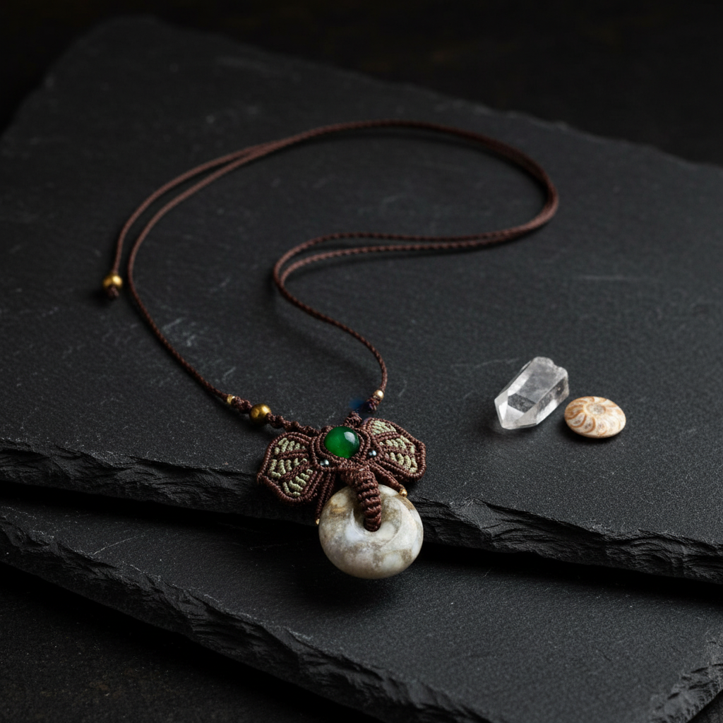 Fossil Coral pendant - Black slate