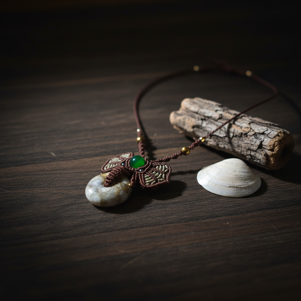 Fossil Coral pendant - Dark wood with dramatic lighting