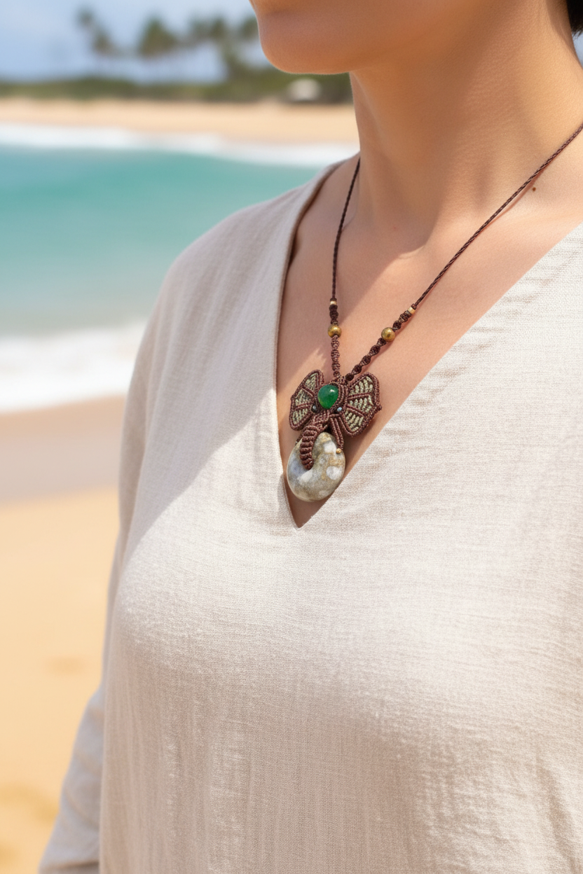 Fossil Coral pendant - Lifestyle beach/coastal setting