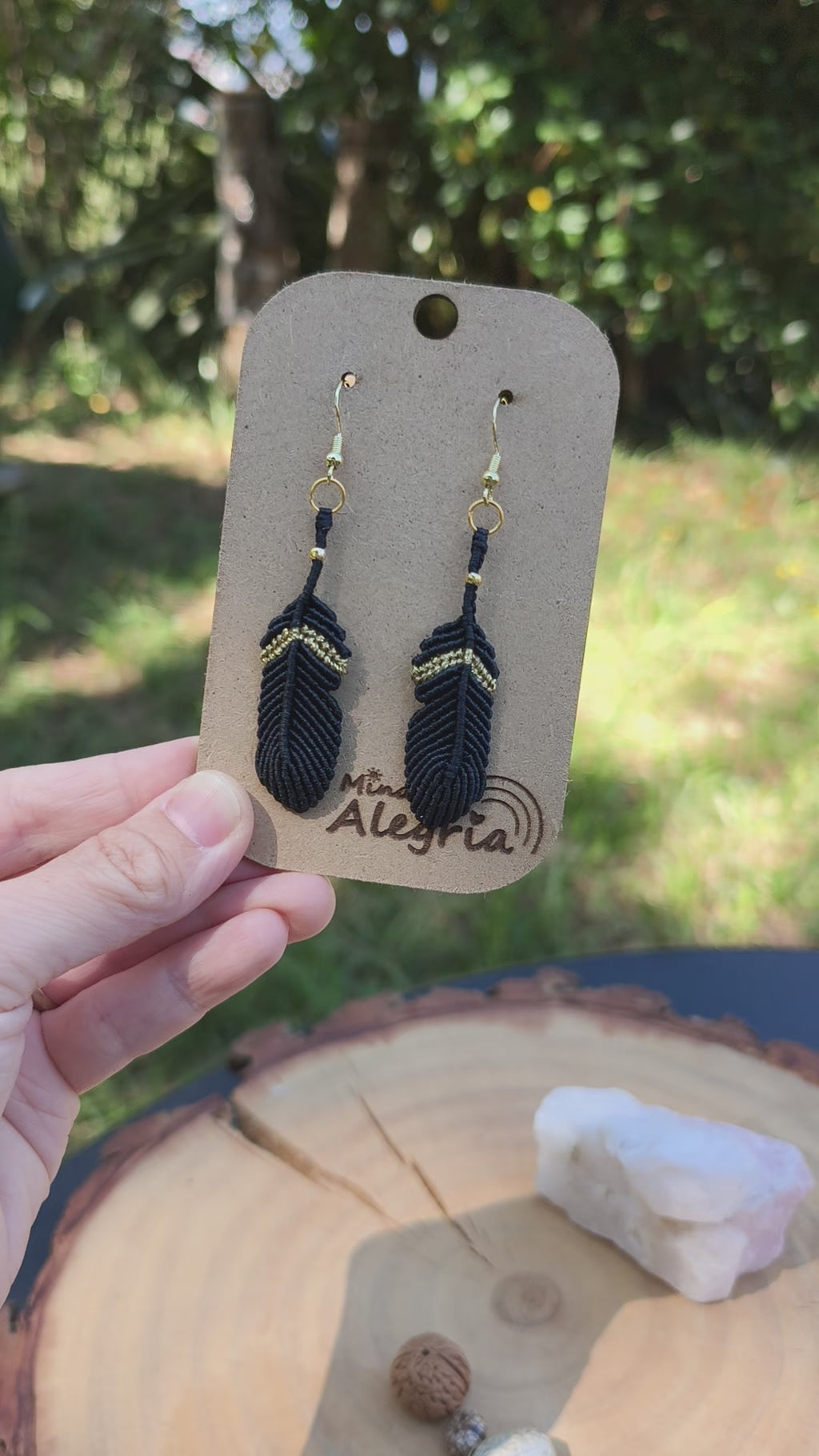 Macrame Feather Earrings