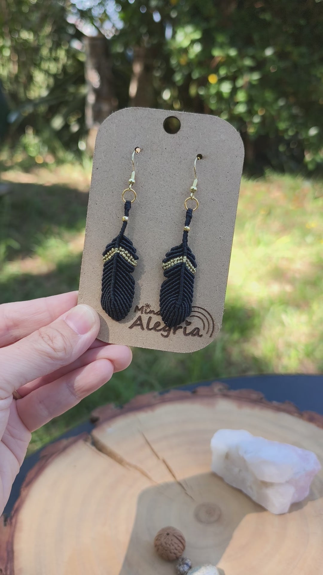 Macrame Feather Earrings