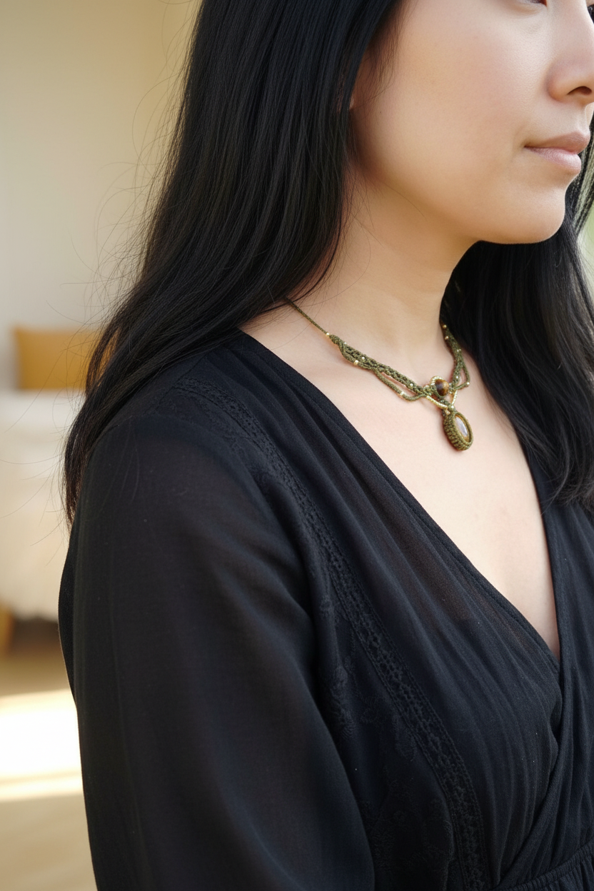 Tiger's Eye choker - Lifestyle side angle