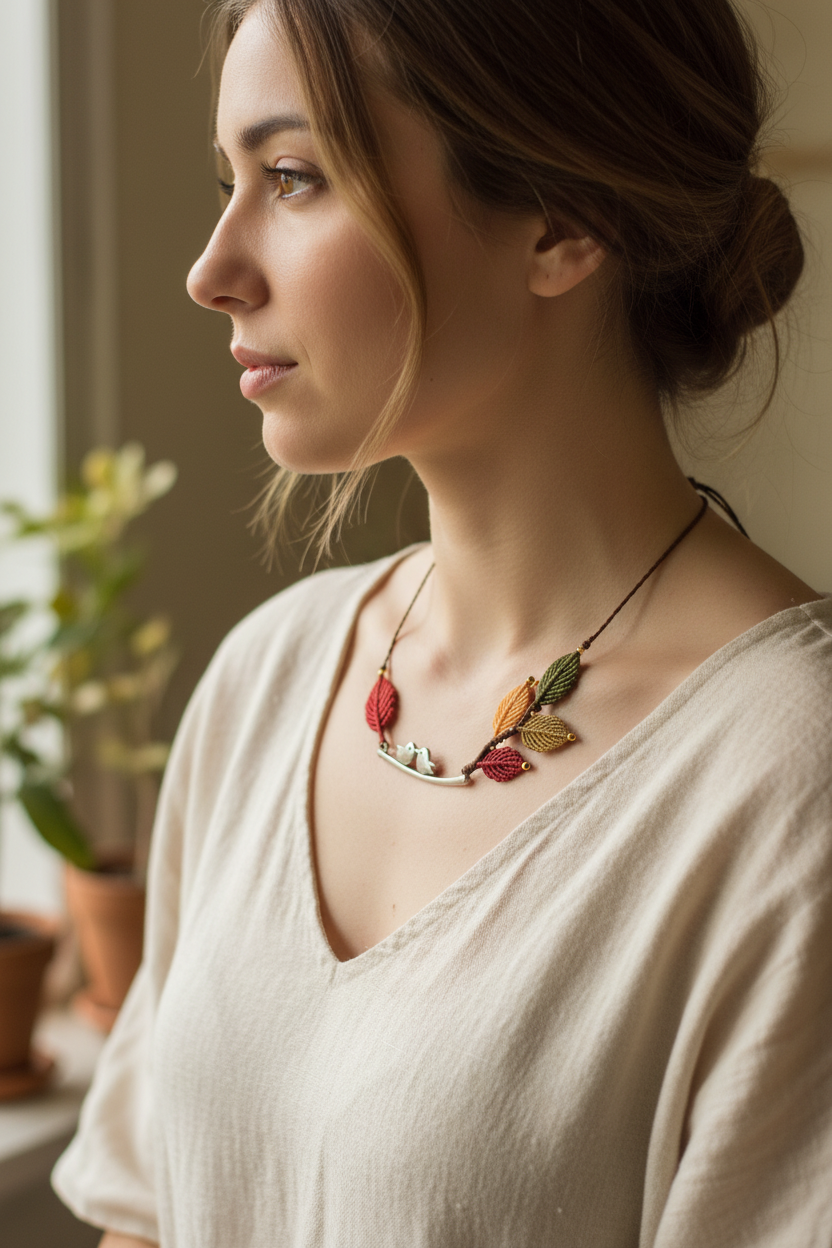 Whispering Bird Necklace - Lifestyle side angle with correct details