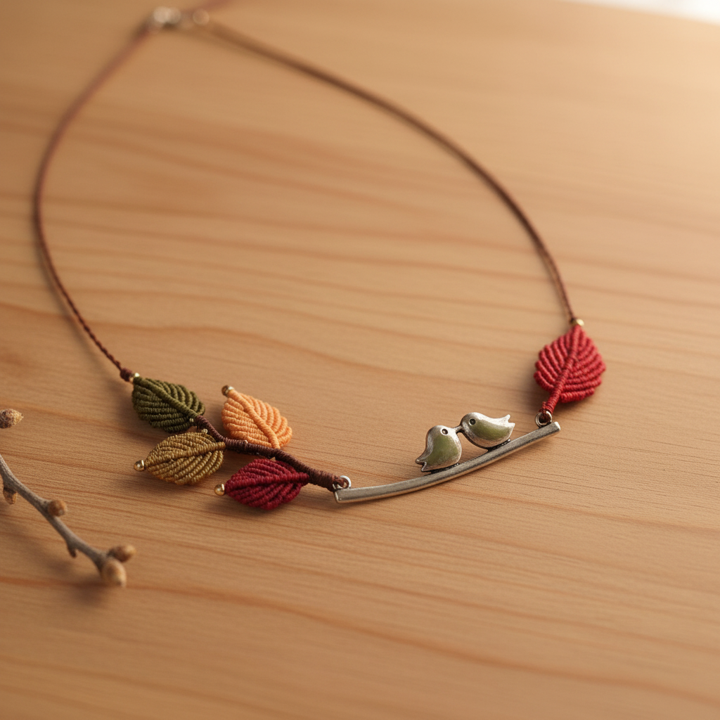 Whispering Bird Necklace - Natural wood surface