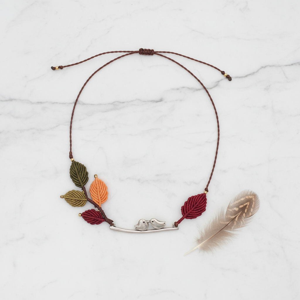 Whispering Bird Necklace - White marble overhead