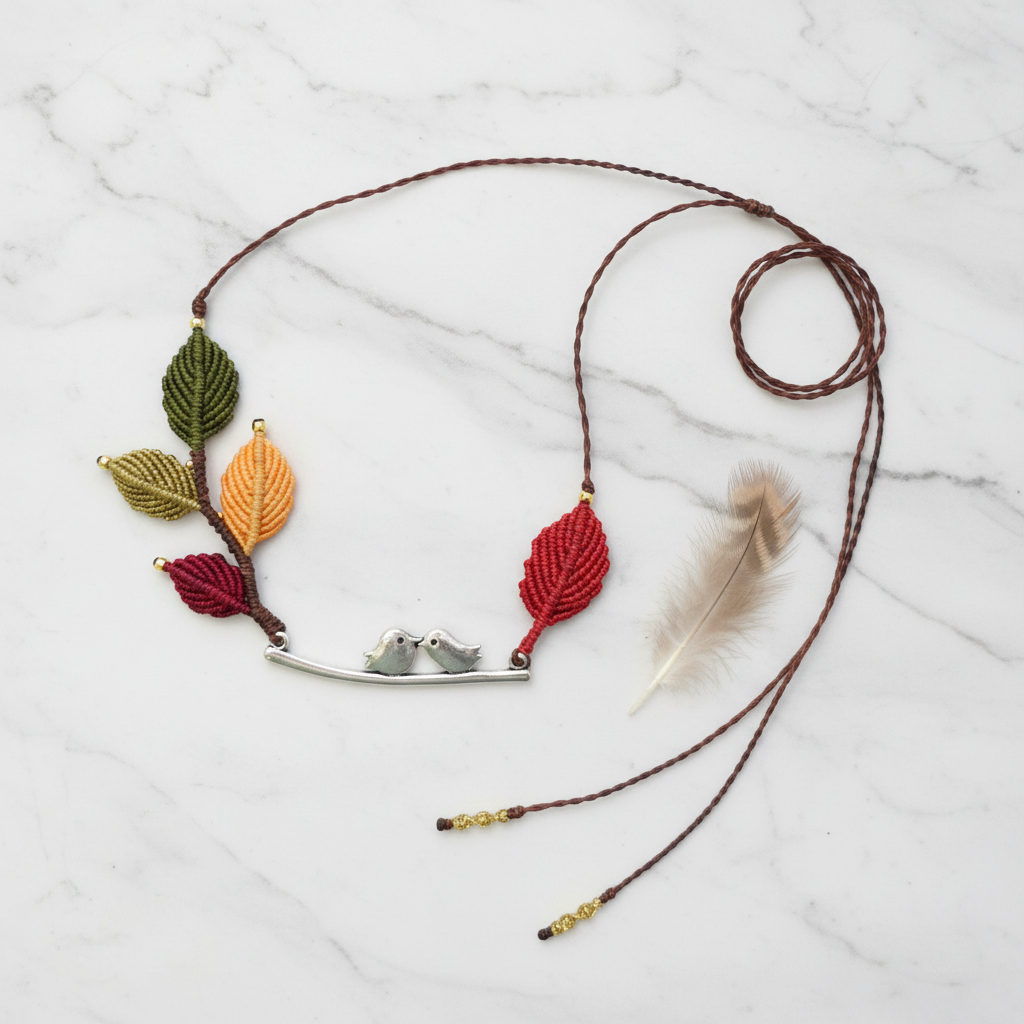 Whispering Bird Necklace - White marble overhead